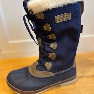 L.L. Bean Rangeley Pac Tall Waterproof Insulated Blue and Tan Winter Boots